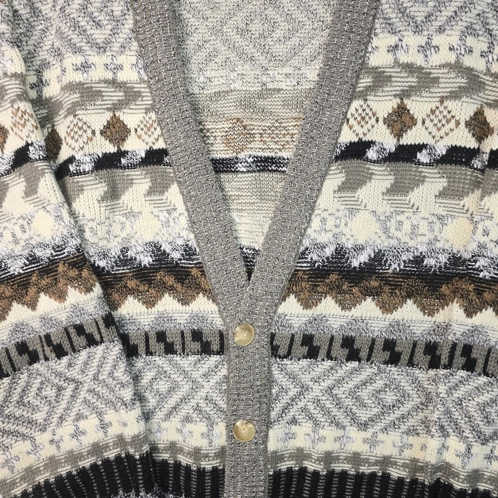 VINTAGE EXPRESSIONS INTERNATIONAL CARDIGAN SWEATER STRIPED GRANDPA MENS SIZE MED - Picture 3 of 10